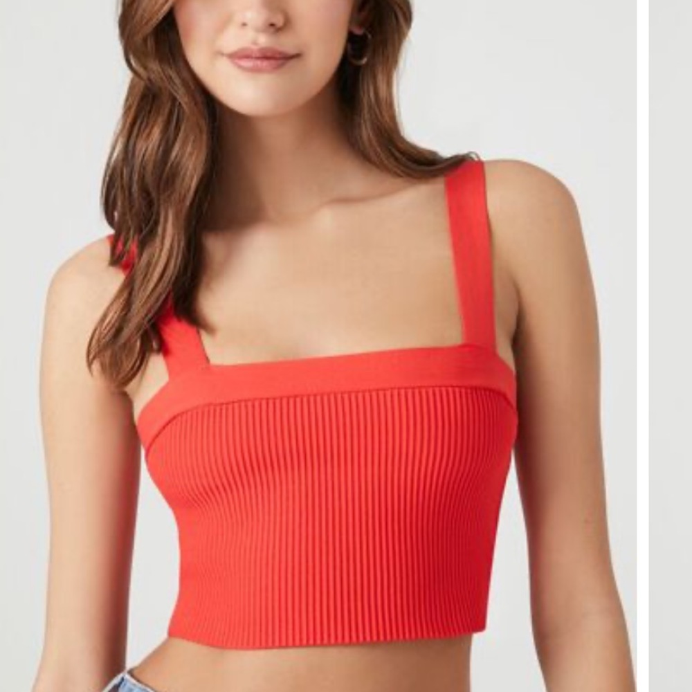 Red Cropped Halter top Sz M